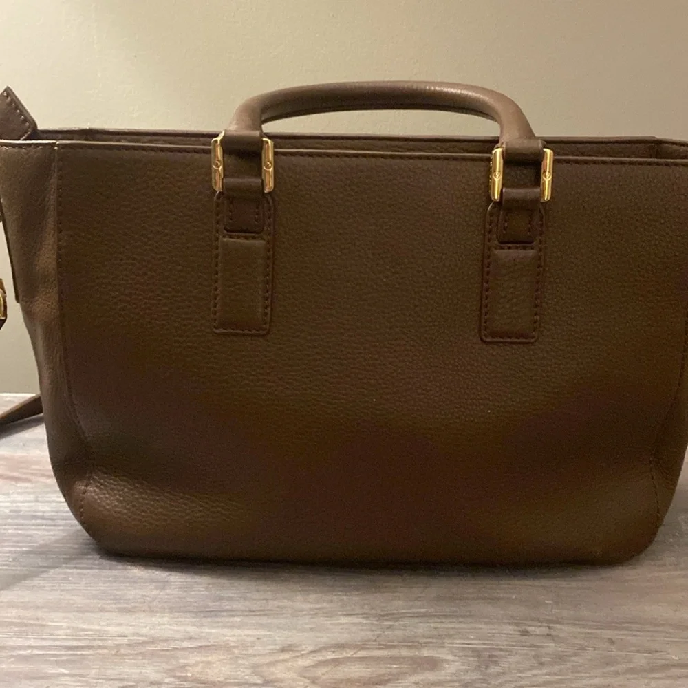 Tory Burch Brown Leather Satchel with Gold Hardware